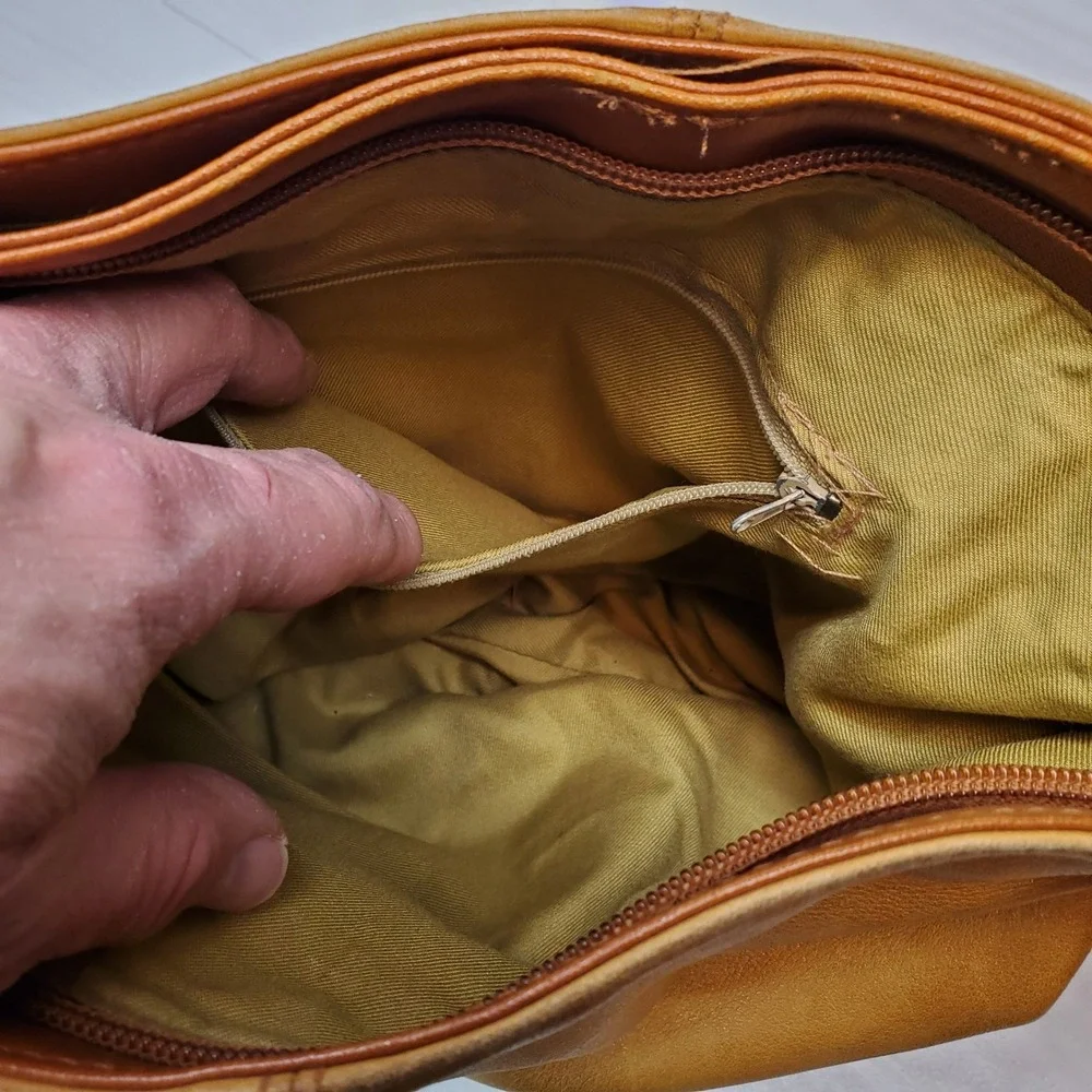 Vintage Genuine Leather‎ Shoulder Bag Tan Brown Crossbody Messenger Purse